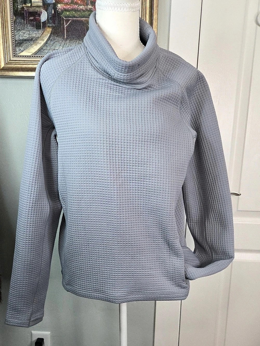 lululemon Scuba Waffle Cowl Neck Pullover Blue/grey Size 6